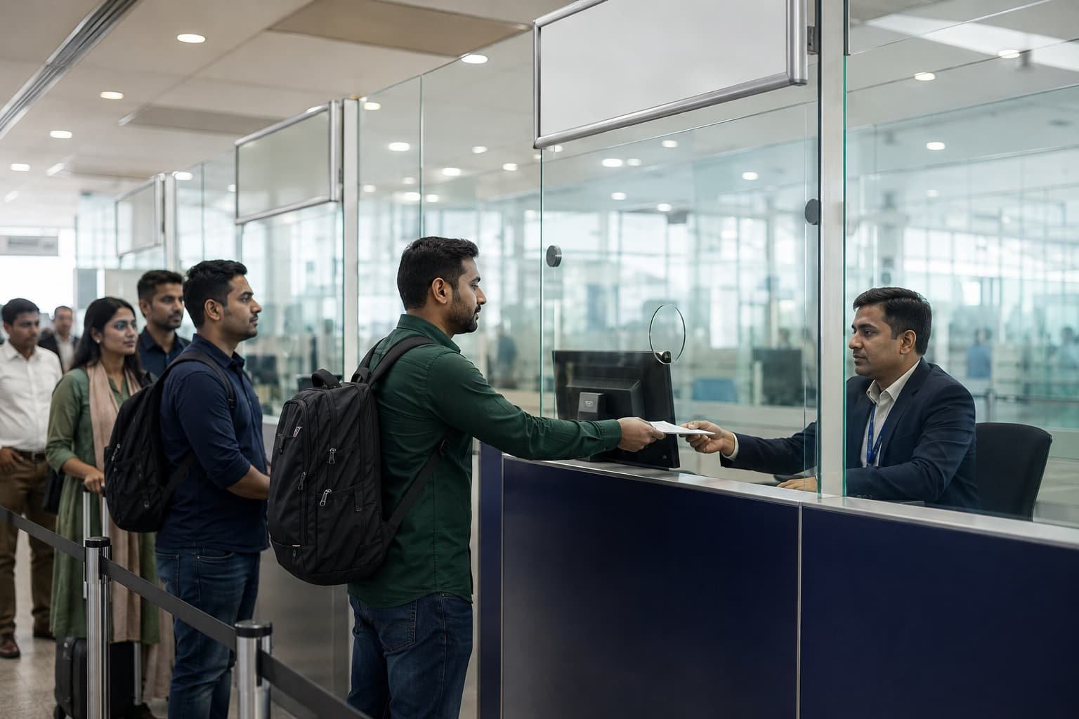 Bangladesh visa on arrival counter at Dhaka airport arrivals