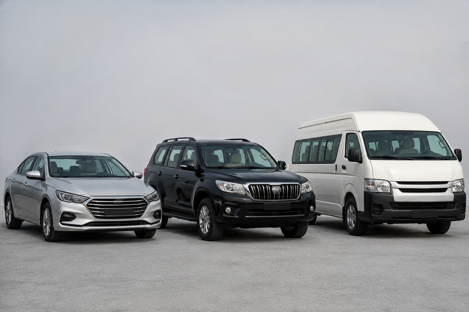 Sedan, SUV and microbus rental vehicle options available in Dhaka
